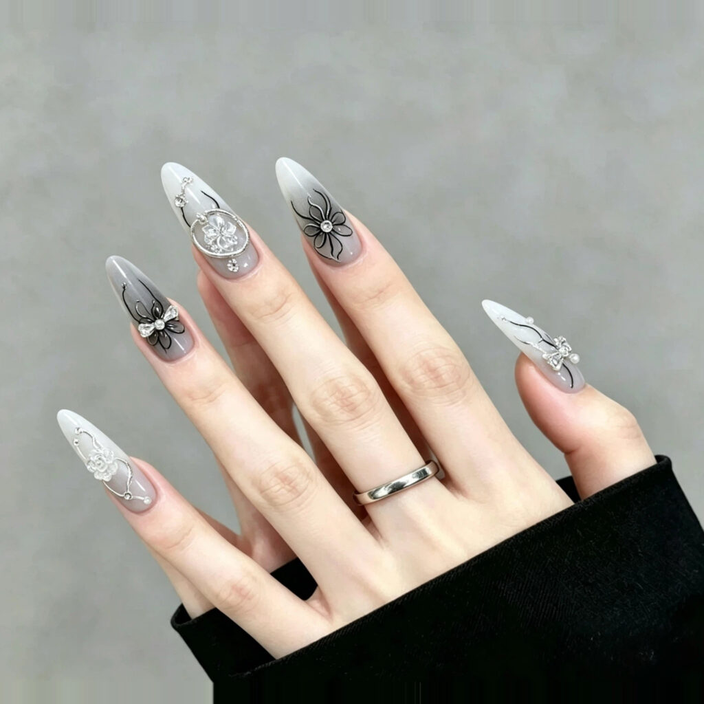SS02 - Smoky Gray Silver Bow